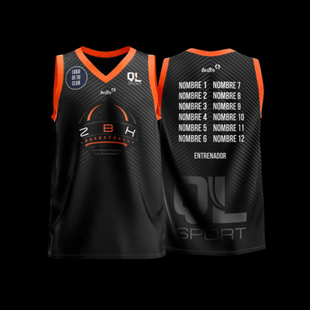 camiseta personalizable negra y naranja zbk