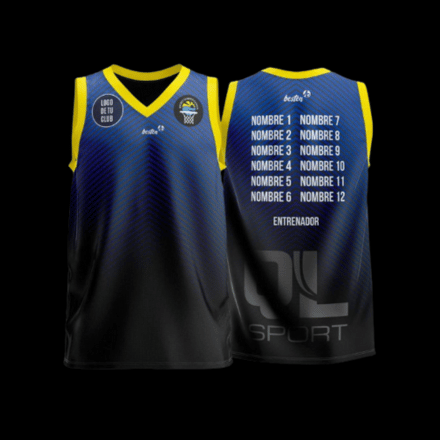camiseta personalizable negra y azul basket summer cup