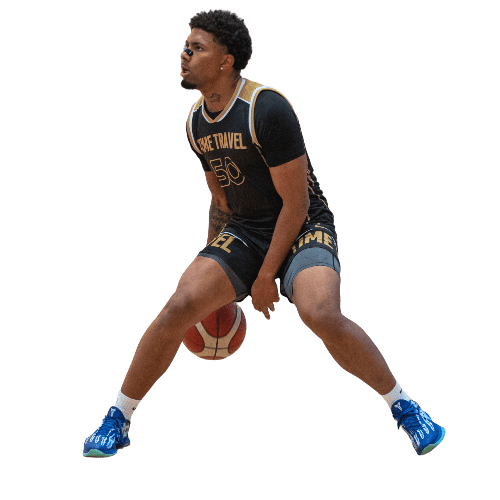 Jugador de Time Travel con balón de baloncesto V2