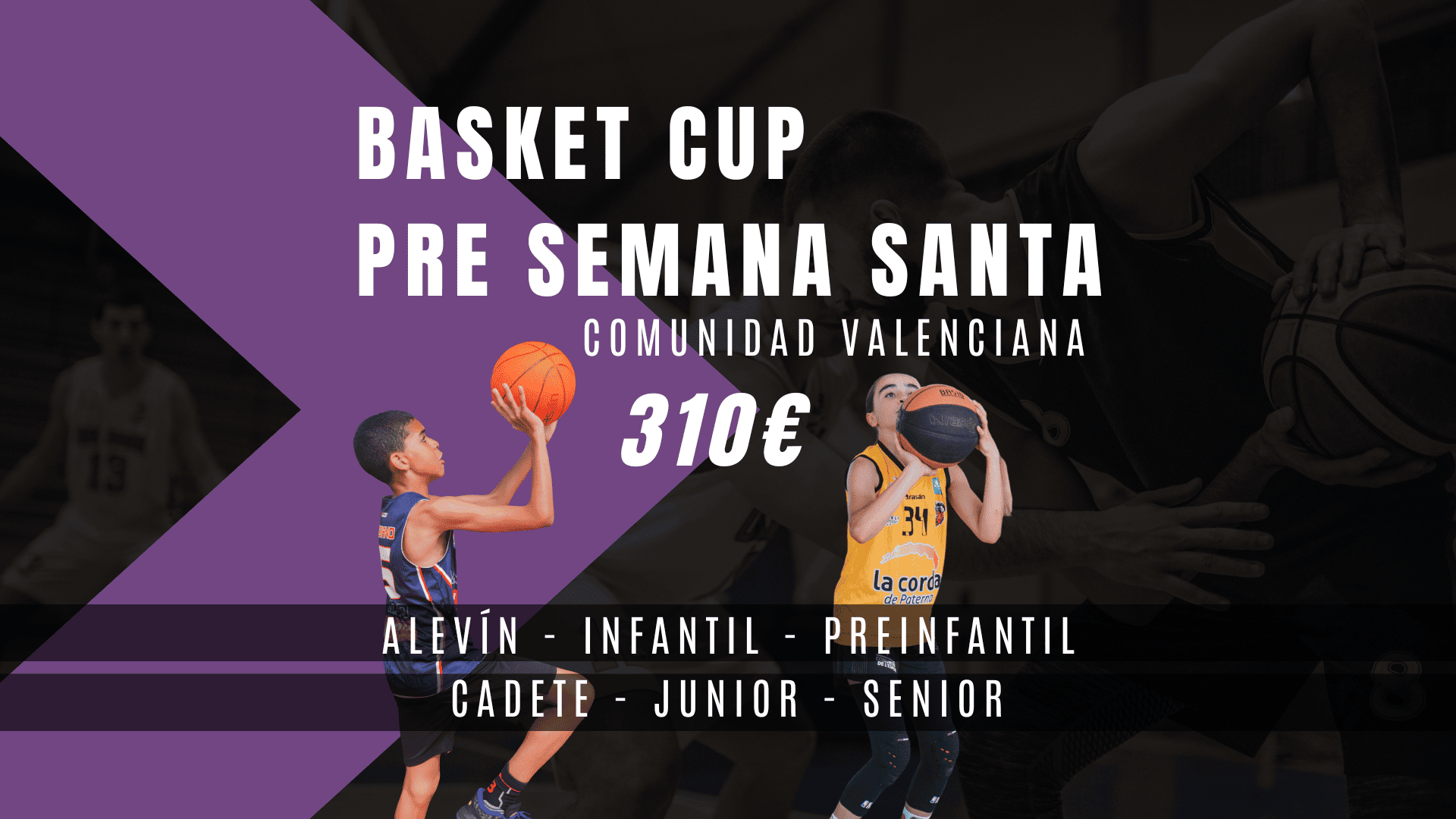 Portada torneo basket cup semana santa imagen de dos jugadores de baloncesto