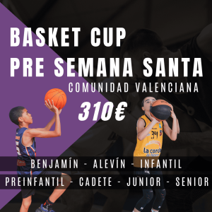 Portada torneo basket cup semana santa imagen de dos jugadores de baloncesto