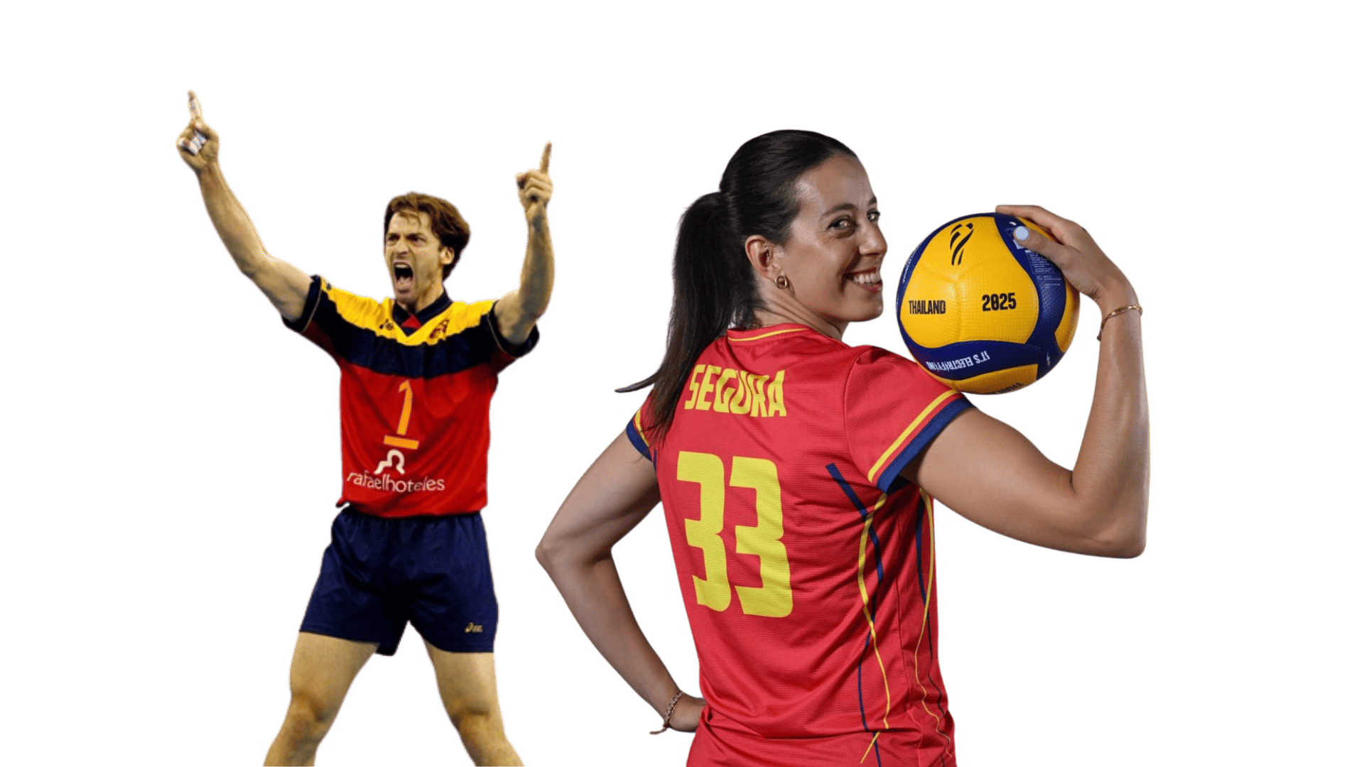Rafa Pascual y Maria Segura jugadores de volley con ropa deportiva