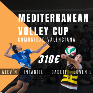 Portada torneo mediterranean voley cup imagen de dos jugadores de volley
