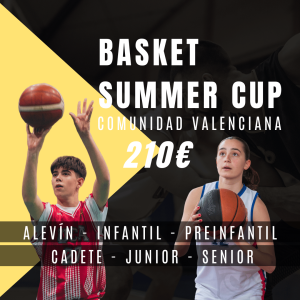 Portada torneo basket summer cup imagen de dos jugadores de baloncesto