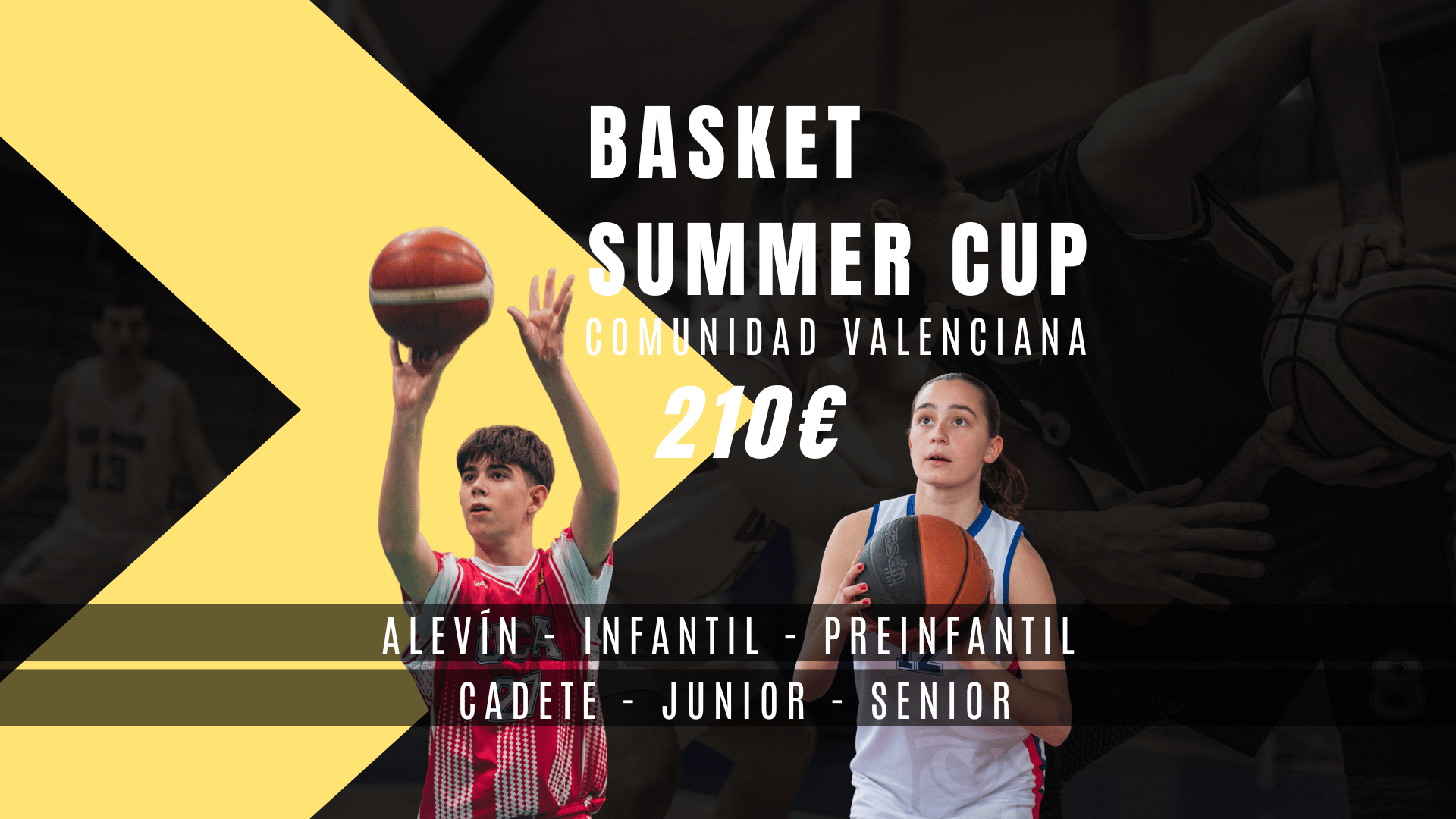 Portada torneo basket summer cup imagen de dos jugadores de baloncesto